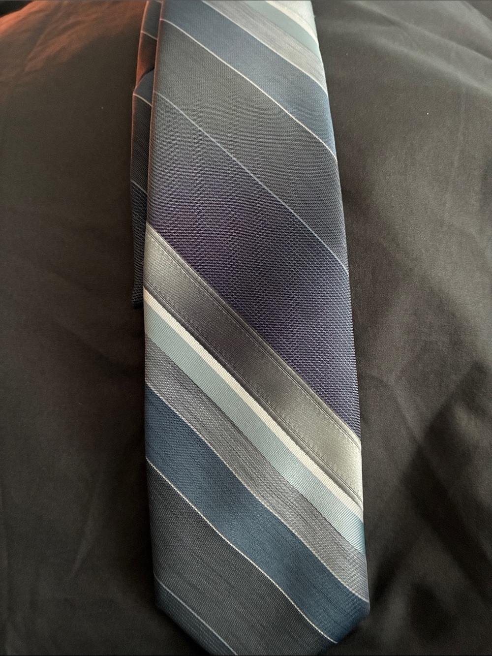 Evan Picone Navy and Light Blue Striped Silk Tie
